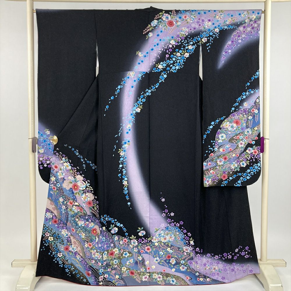 中古)振袖 青 フォーマル ぼかし染め 金彩 刺繍 孔雀 四季花 袷 L 中古)振袖 青 フォーマル ぼかし染め 金彩 刺繍 孔雀 四季花 袷 L