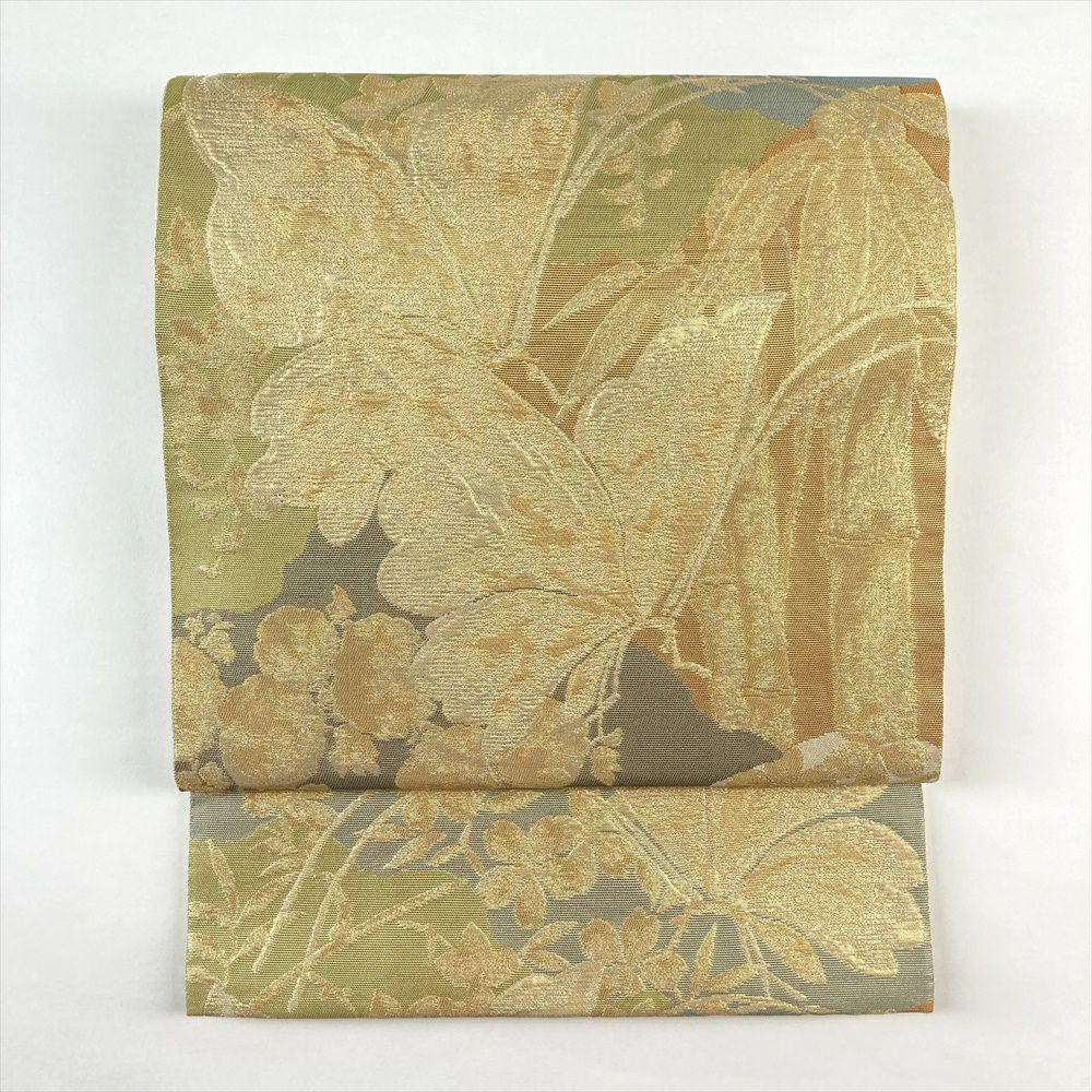 中古）袋帯 金 銀 フォーマル 六通 金糸 引き箔 天平文様 絹