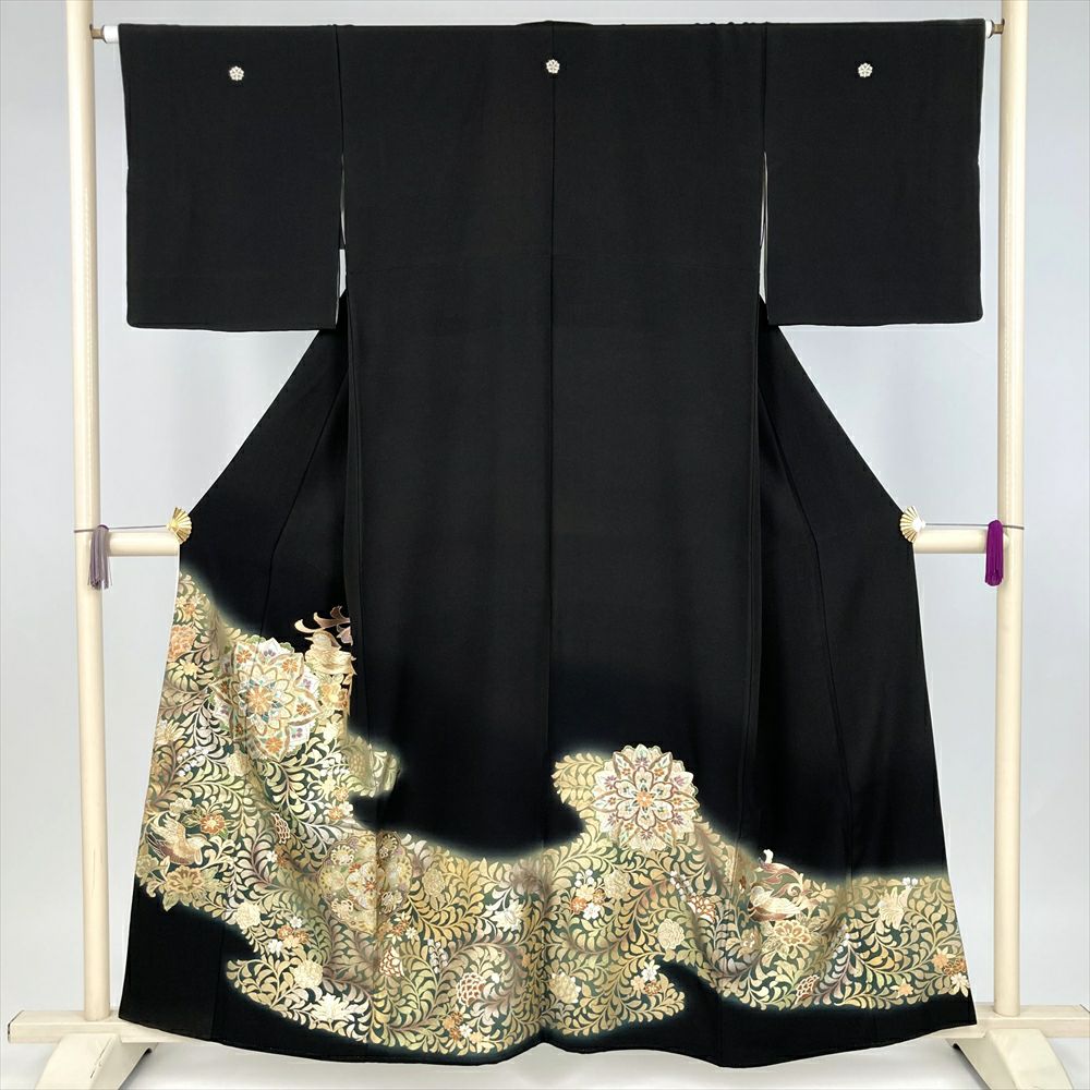 中古） 黒留袖 黒 フォーマル 袷 絹 【身丈】154cm【裄丈】66cm