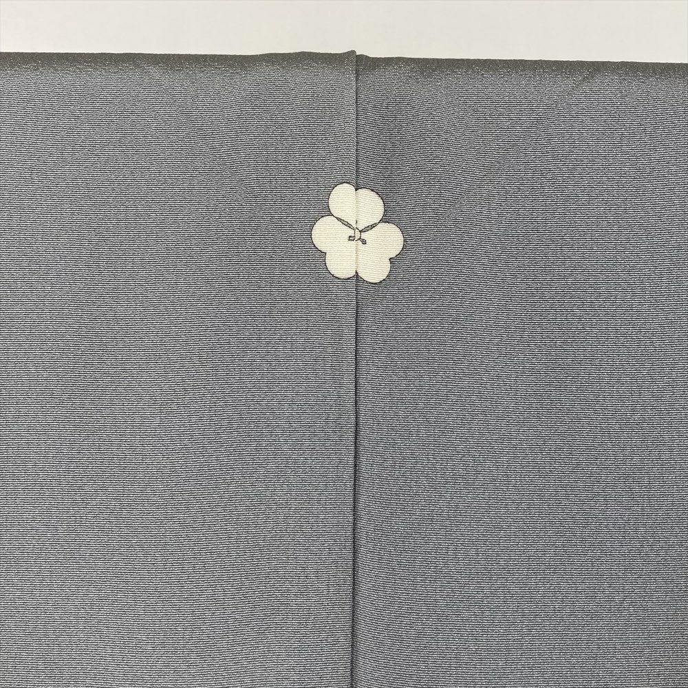 中古） 色留袖 灰青 グレー フォーマル 刺繍 熨斗 扇 袷 絹【身丈