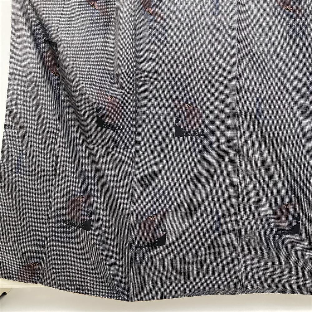 中古） 大島紬 墨黒 カジュアル 短冊 鞠 袷 絹【身丈】154.5cm【裄丈】62cm