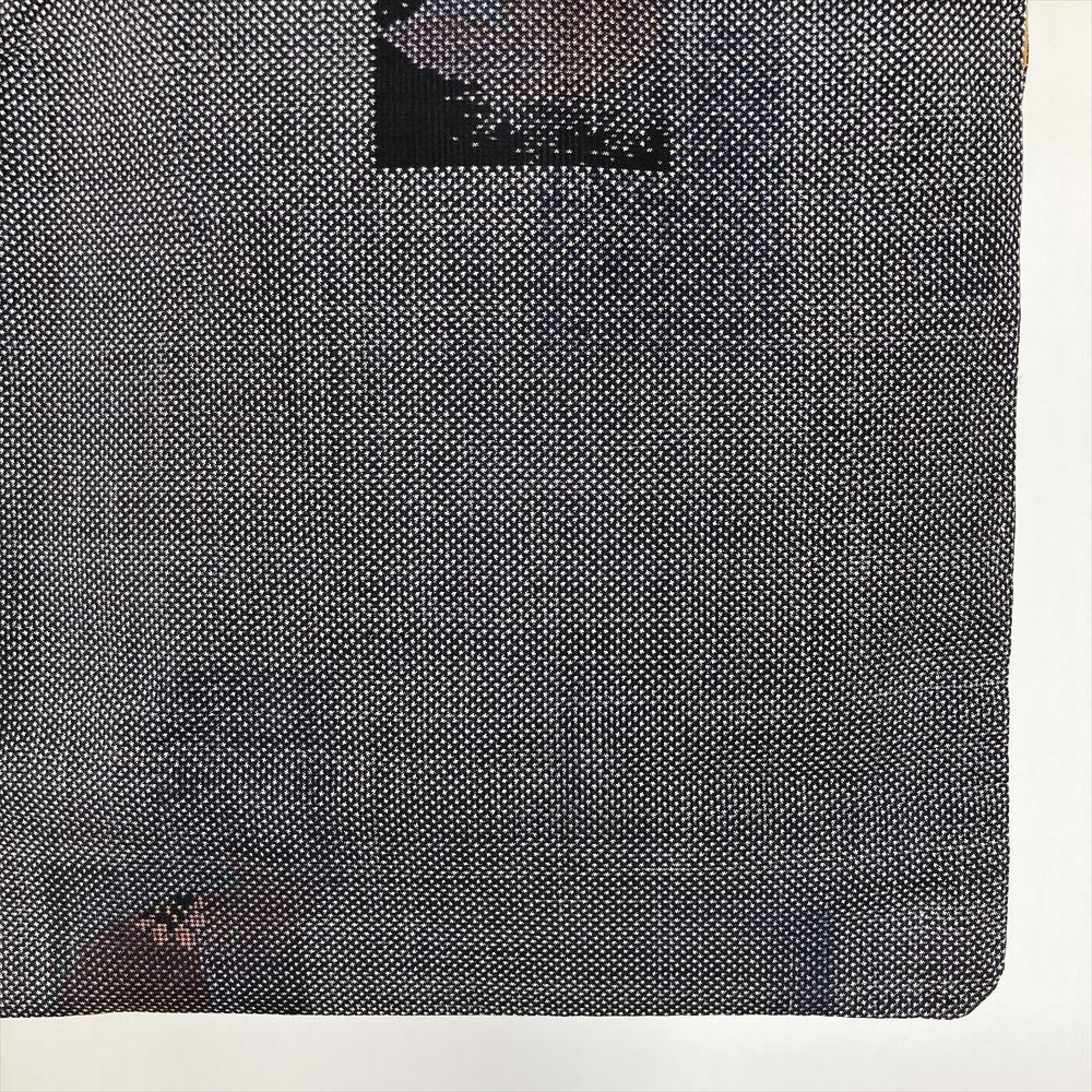 中古） 大島紬 墨黒 カジュアル 短冊 鞠 袷 絹【身丈】154.5cm【裄丈】62cm