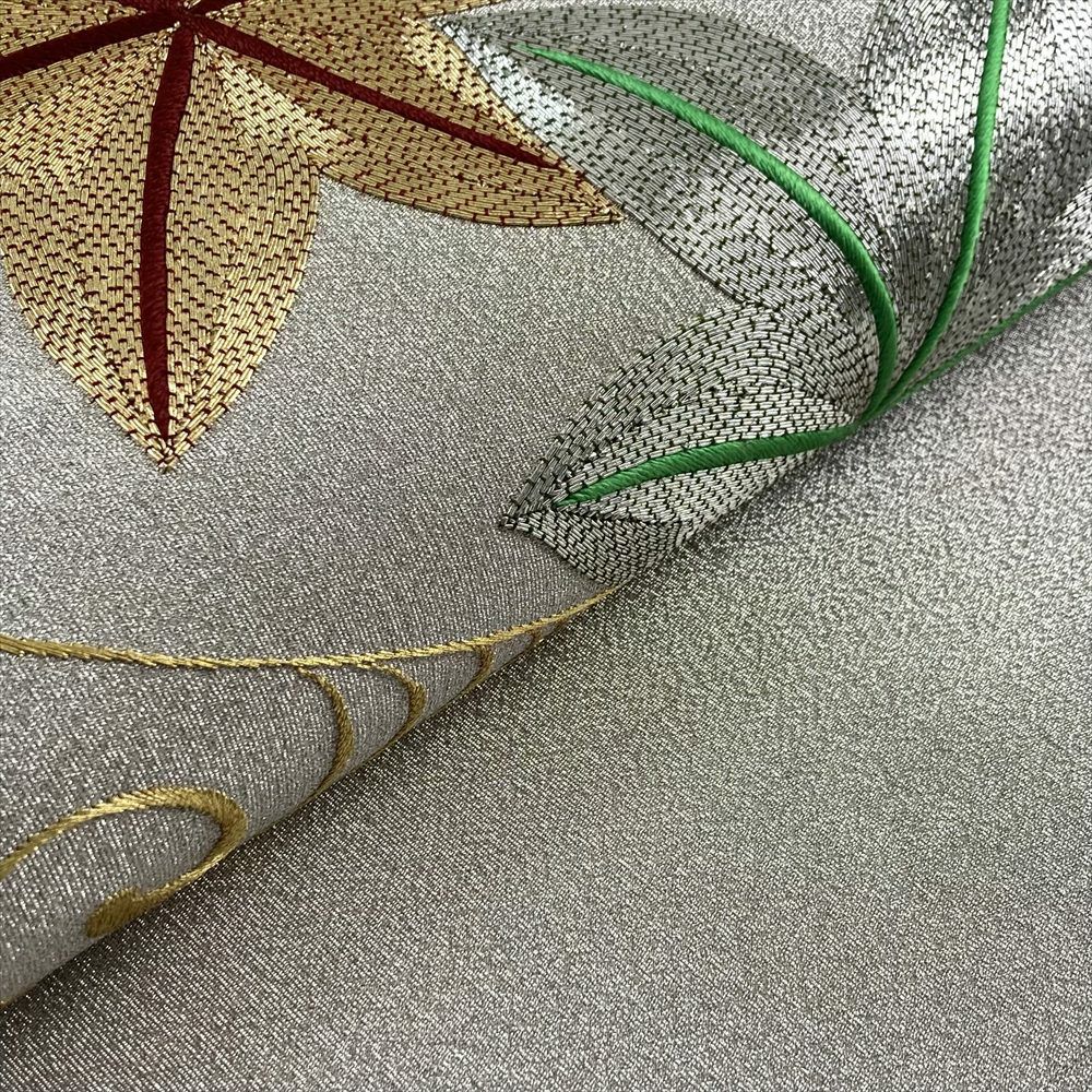 名古屋帯 銀駒刺繍 銀杏 黄緑 イチョウ 黄緑 NO-305 名古屋帯 銀駒刺繍 銀杏 黄緑 NO-305 【公式通販】