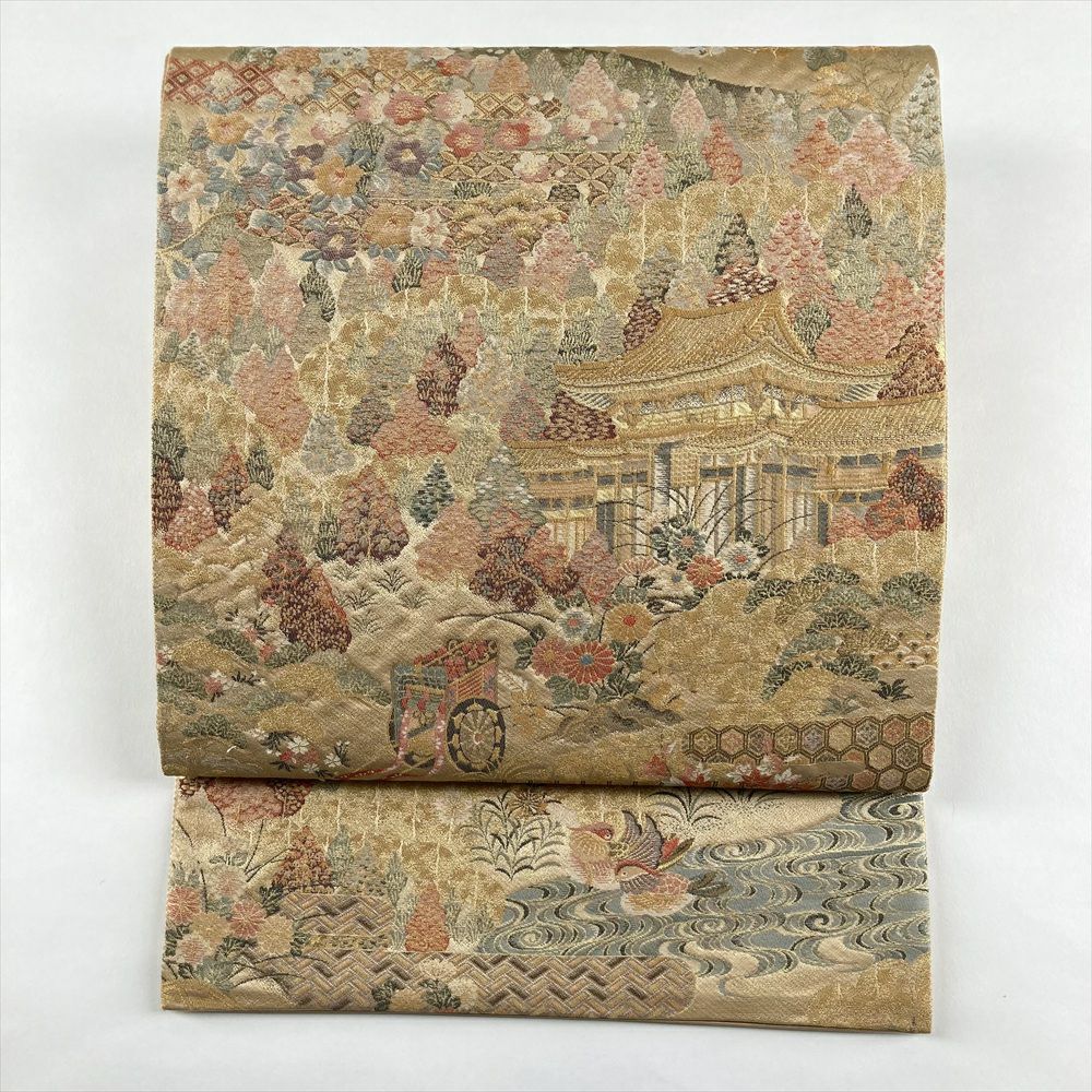 中古）袋帯 金地 フォーマル 全通箔 金糸 宝相華 霊獣 吉祥文