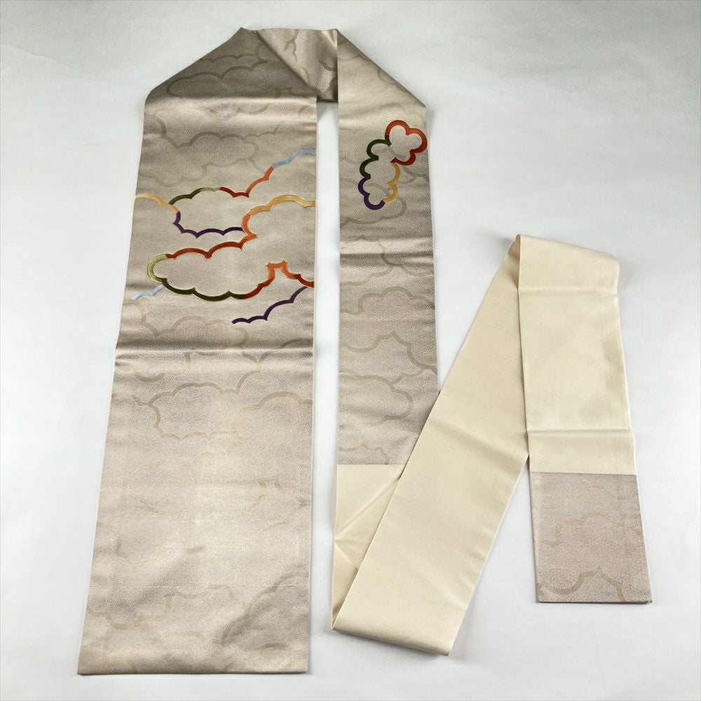 中古）名古屋帯 金 ベージュ カジュアル セミフォーマル 名古屋仕立て