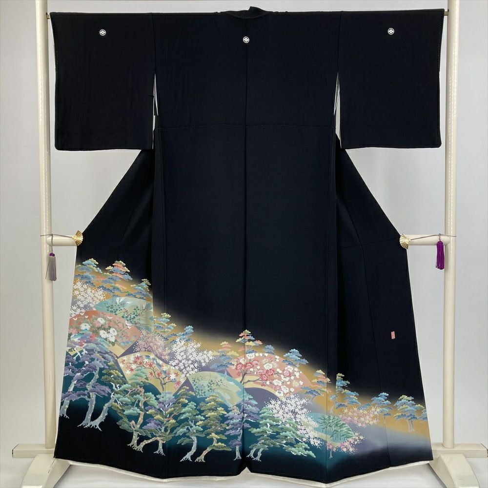 特選 訪問着 着物 中古 正絹 袷 フォーマル 花の図 縮緬地 黒色 象牙色 多色 金 身丈163.5cm 裄67.5cm L きもの北條 A1292-4 楽天市場】【 中古 】 色無地 リサイクル着物 正絹 袷 フォーマル