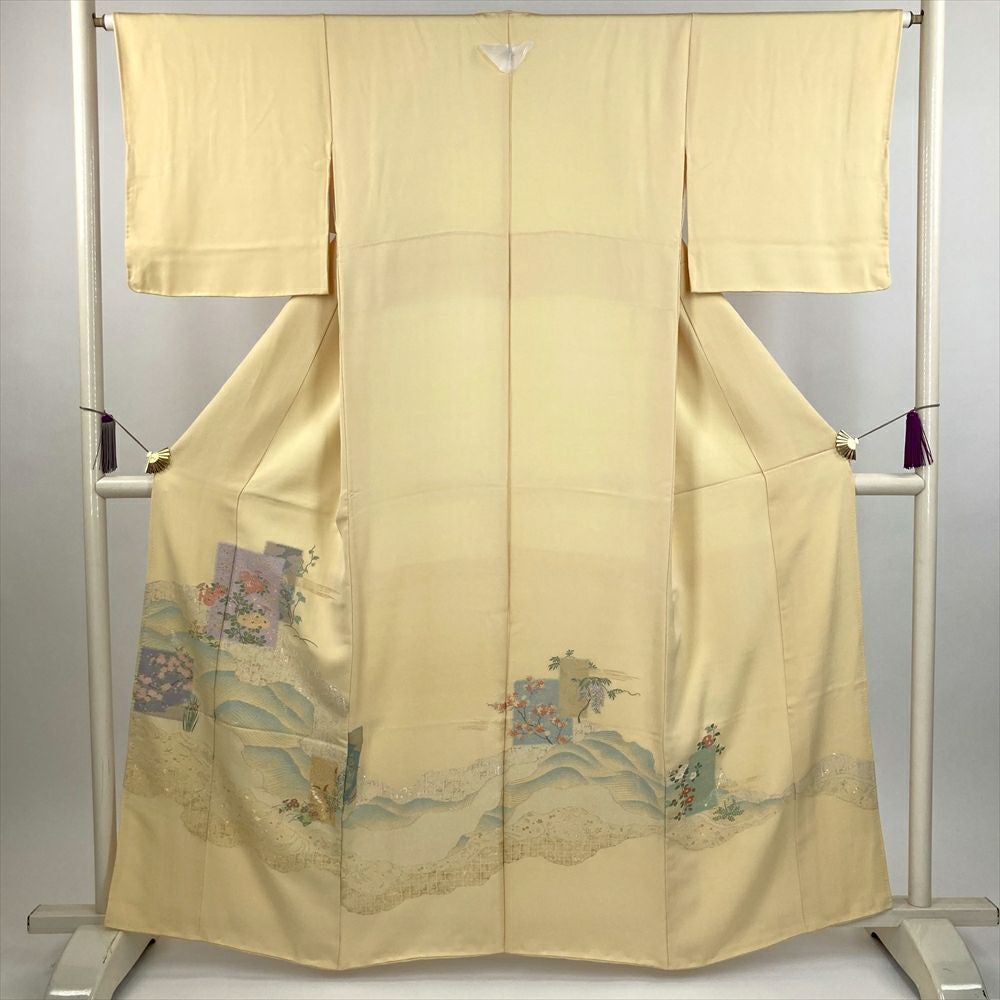 中古） 色留袖 紺 フォーマル 薄（すすき） 袷 絹【身丈】154.5cm【裄