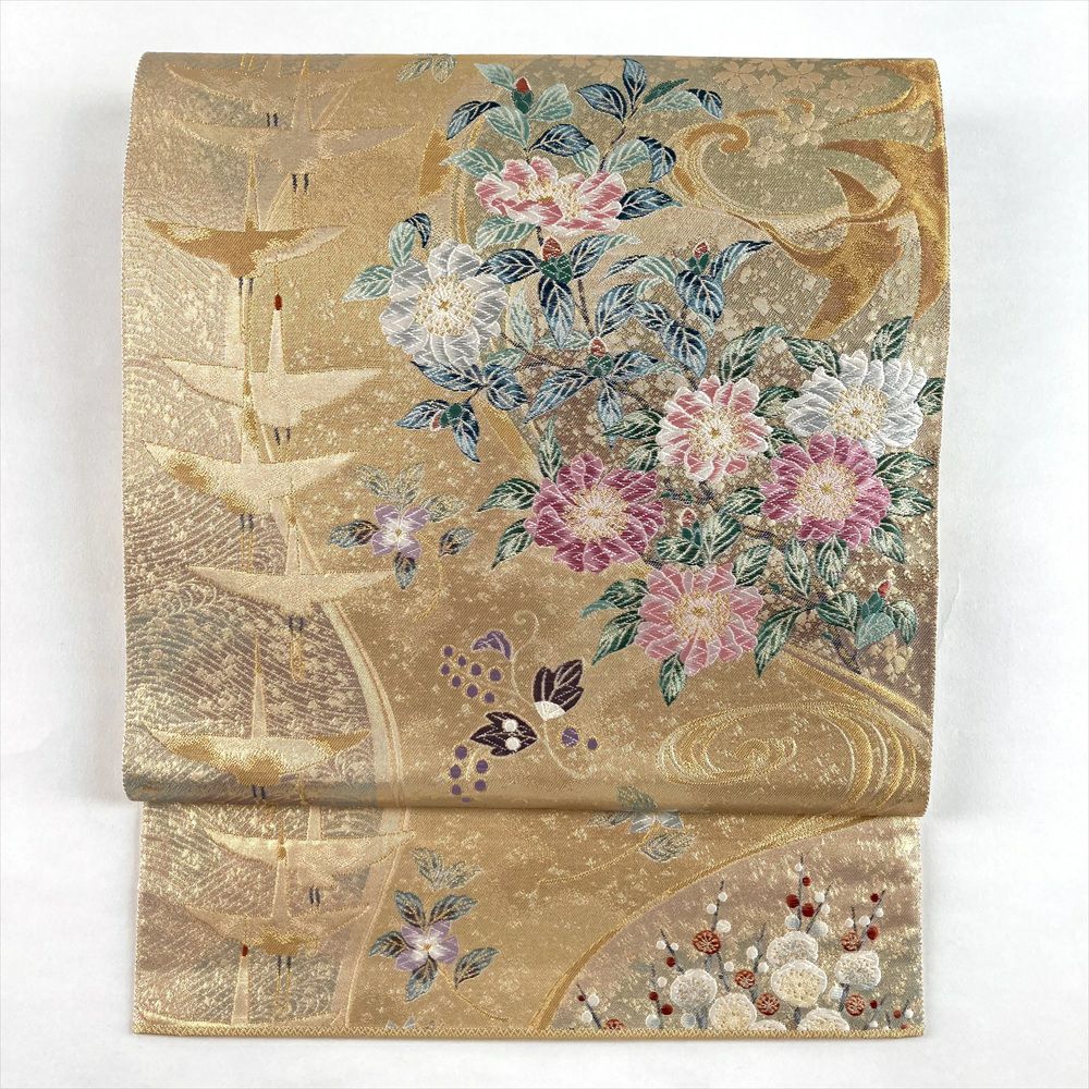 MO-3096 袋帯 格子に流水や松 金糸 金色 MO-3096 袋帯 格子に流水や松 金糸 金色 【公式通販】