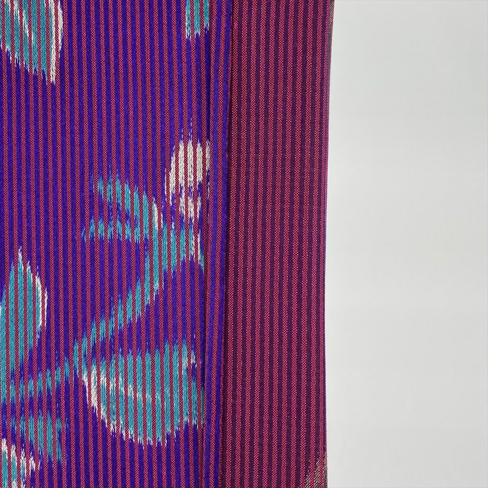 生紬　ワインカラー　ブルー　ピンク　紫　花　蝶　K316 生紬 ワインカラー ブルー ピンク 紫 花 蝶 K316 【公式通販】