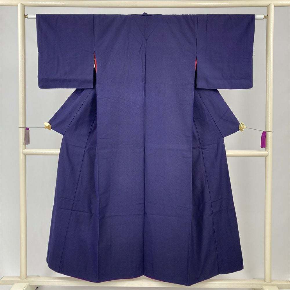 小紋 着物 袷 型染 手染め 濃紺 松竹梅 裄66.5 Ｌ 新古品 sn1619 小紋 着物 袷 型染 手染め 濃紺 松竹梅 裄66.5 L 新古品 sn1619