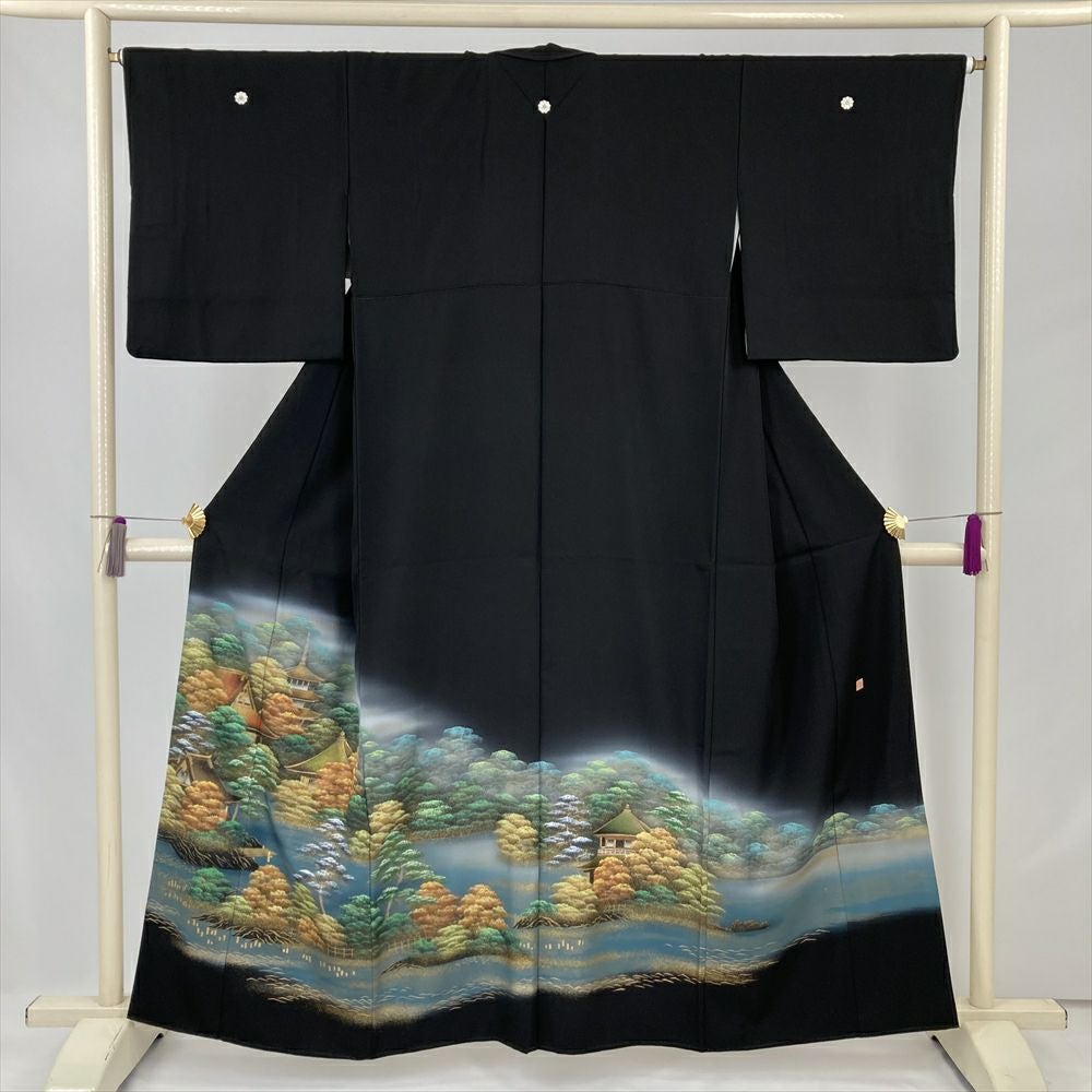 中古） 黒留袖 黒 フォーマル 袷 絹 【身丈】154cm【裄丈】66cm