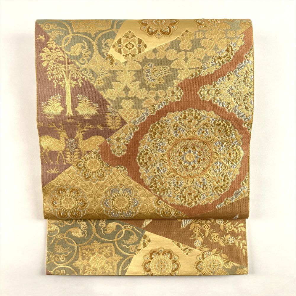 a2504-19 袋帯 美品 正絹 着物 辻ヶ花 六通 美品】 訪問着 身丈164.5cm 裄丈69.5cm L 袷 袋帯セット 辻が花柄 銀