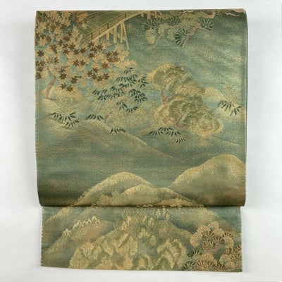 中古）袋帯 金 フォーマル セミフォーマル 六通 切箔 金糸 銀糸 菱華文 