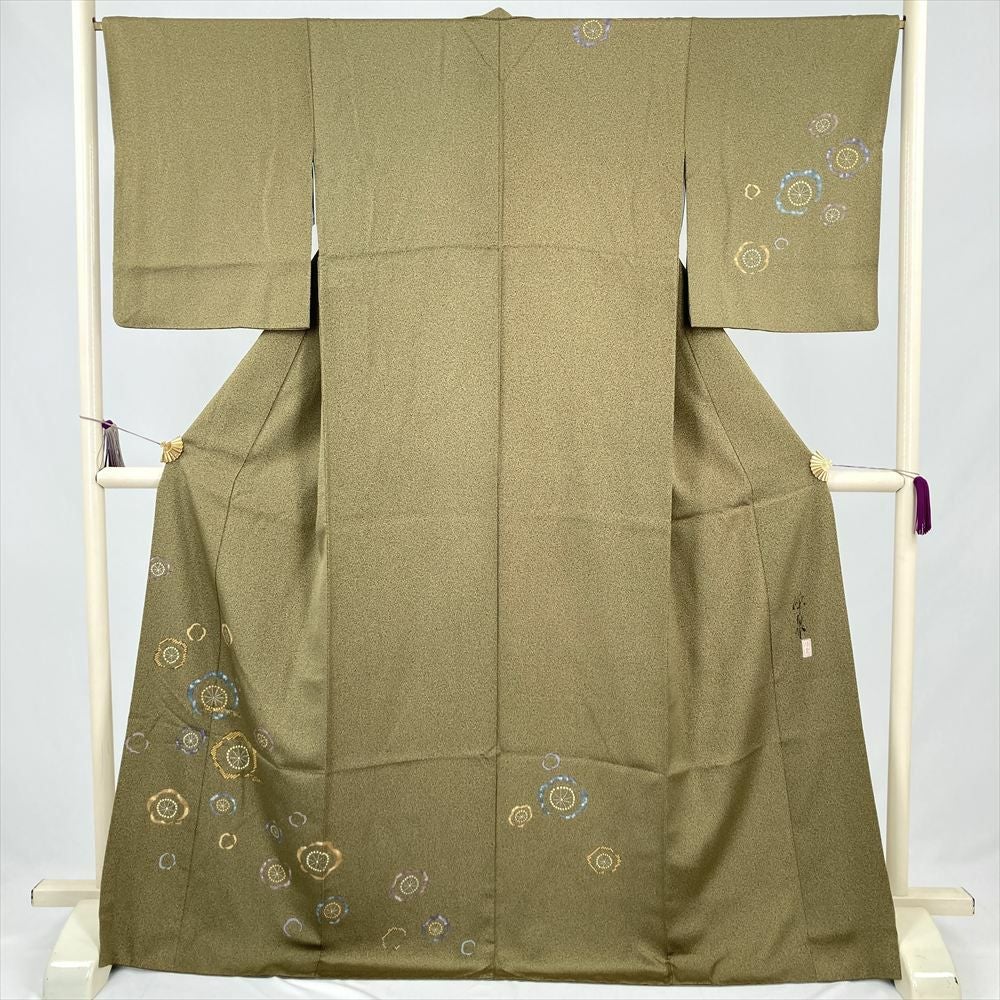 中古） 訪問着 くすみピンク セミフォーマル 江戸解き 袷 絹【身丈