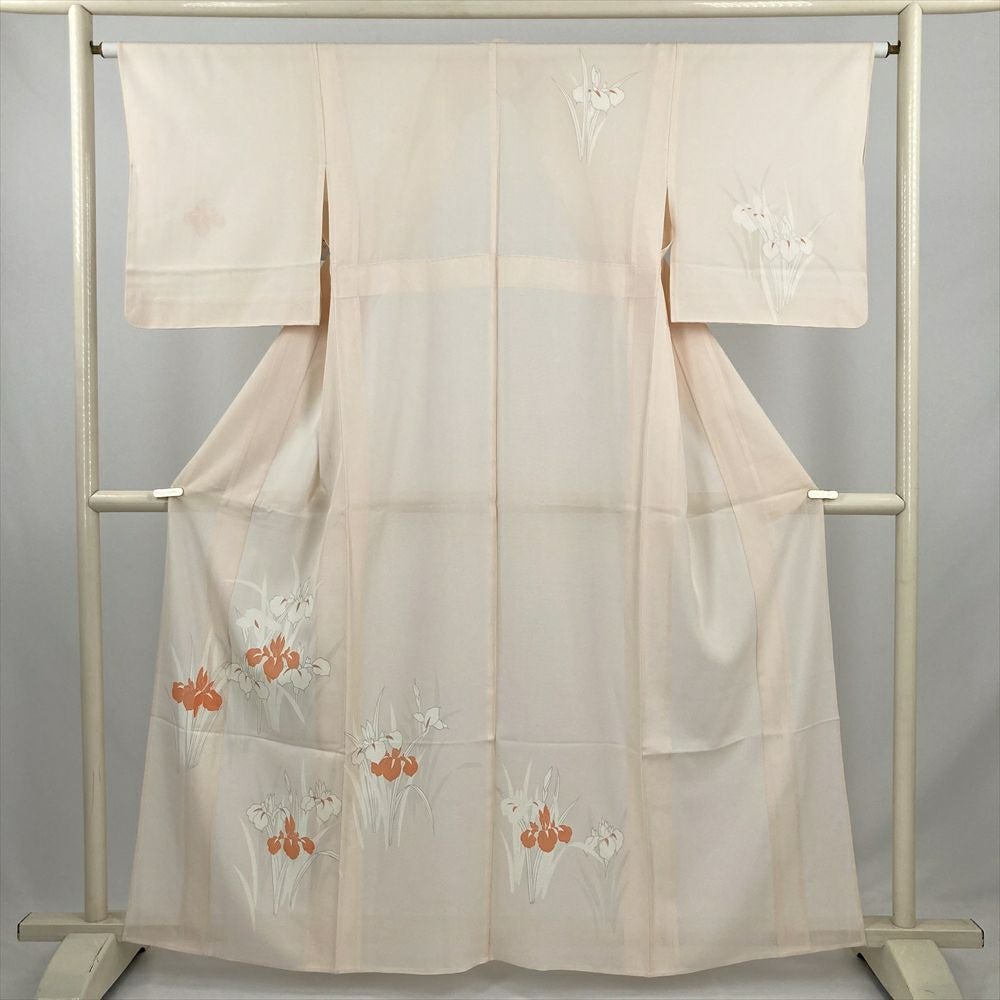 中古）夏色無地 ピンク 絽 S【身丈】157.5cm【裄丈】65.5cm