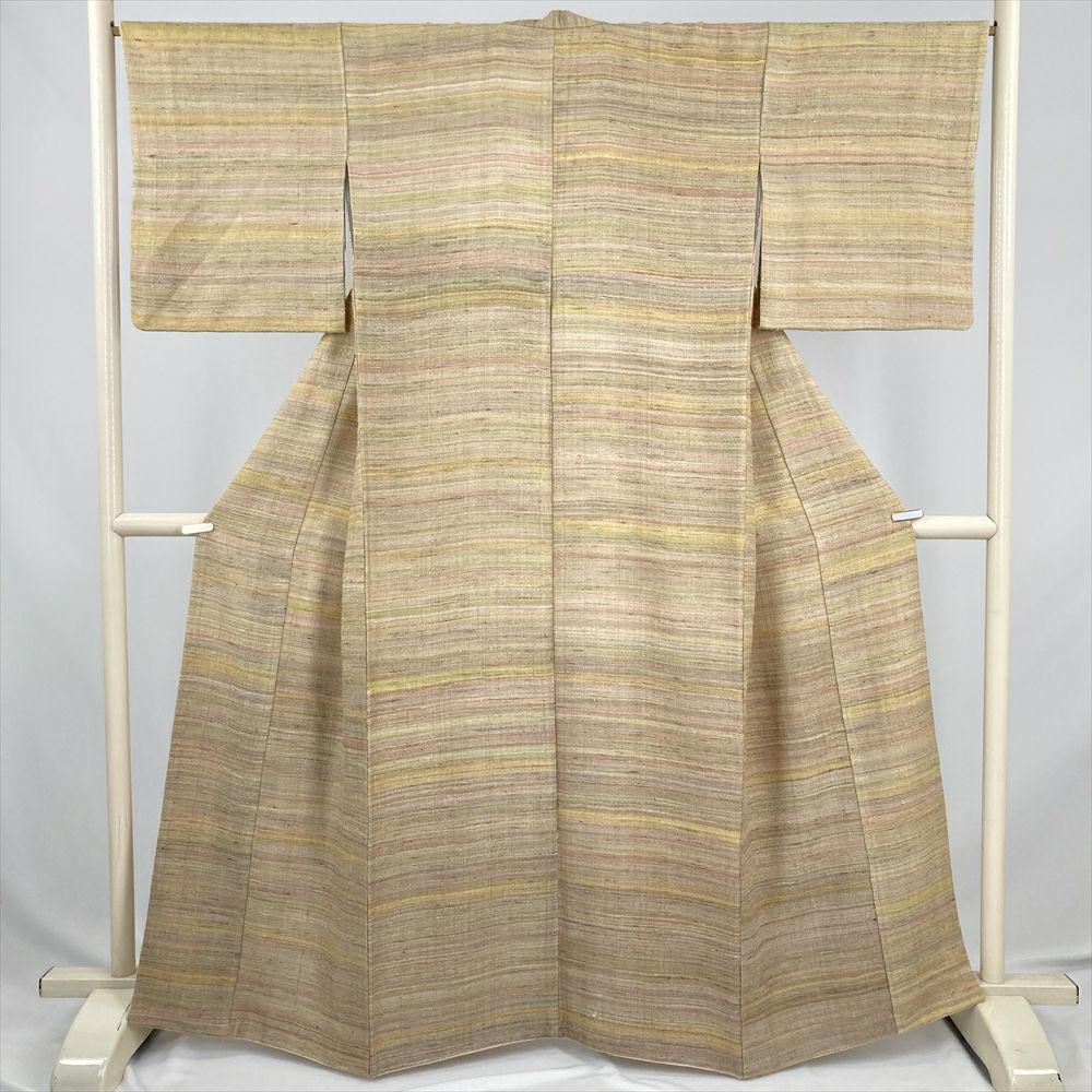 中古） 黄八丈 濃黄 カジュアル まるまなこ 袷 絹【身丈】158cm【裄丈