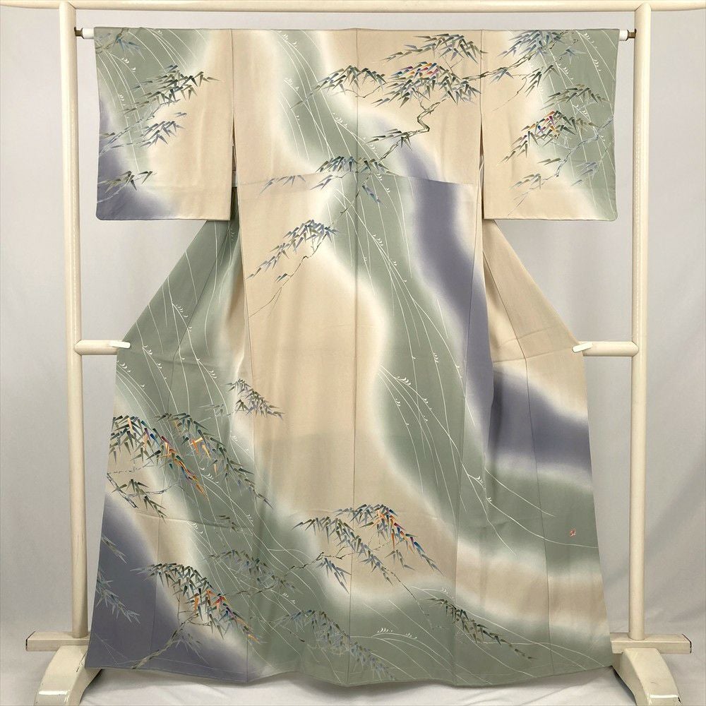 中古） 訪問着 マルチカラー セミフォーマル 笹 袷 絹【身丈】158cm