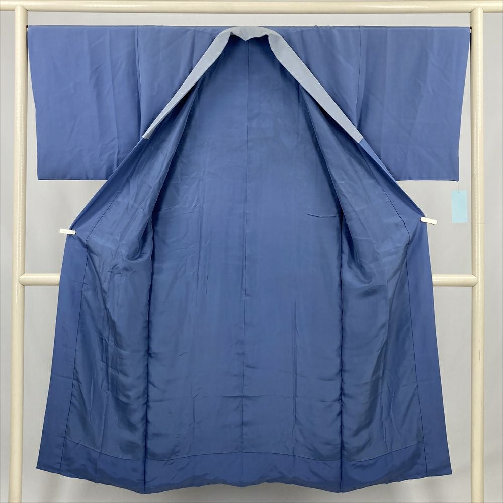 中古） 男物長襦袢 灰青 景色文 絹【身丈】142.5cm【裄丈】68cm