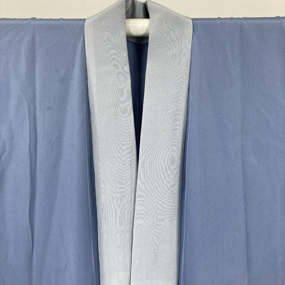 中古） 男物長襦袢 灰青 景色文 絹【身丈】142.5cm【裄丈】68cm