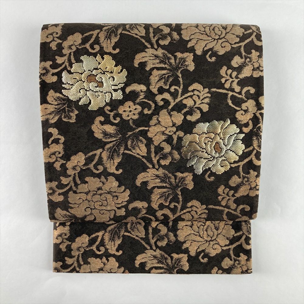 中古）JOTARO SAITO 袋帯 黒色 セミフォーマル 六通 太箔 金糸 四つ菱
