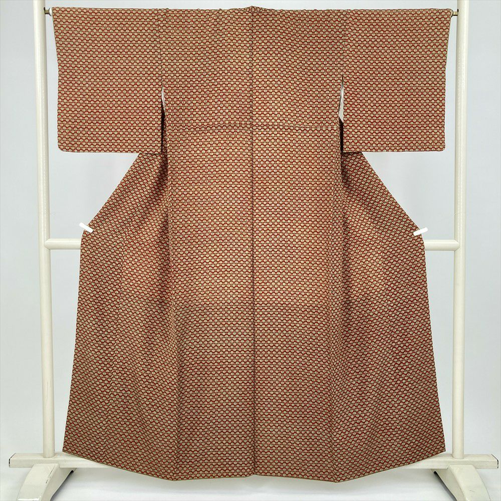 小紋 名品 154cm 63cm 正絹 【中古】 Prices down2】【中古品】仕立て上がり 袷着物 「縹色撒糊散らし 水仙