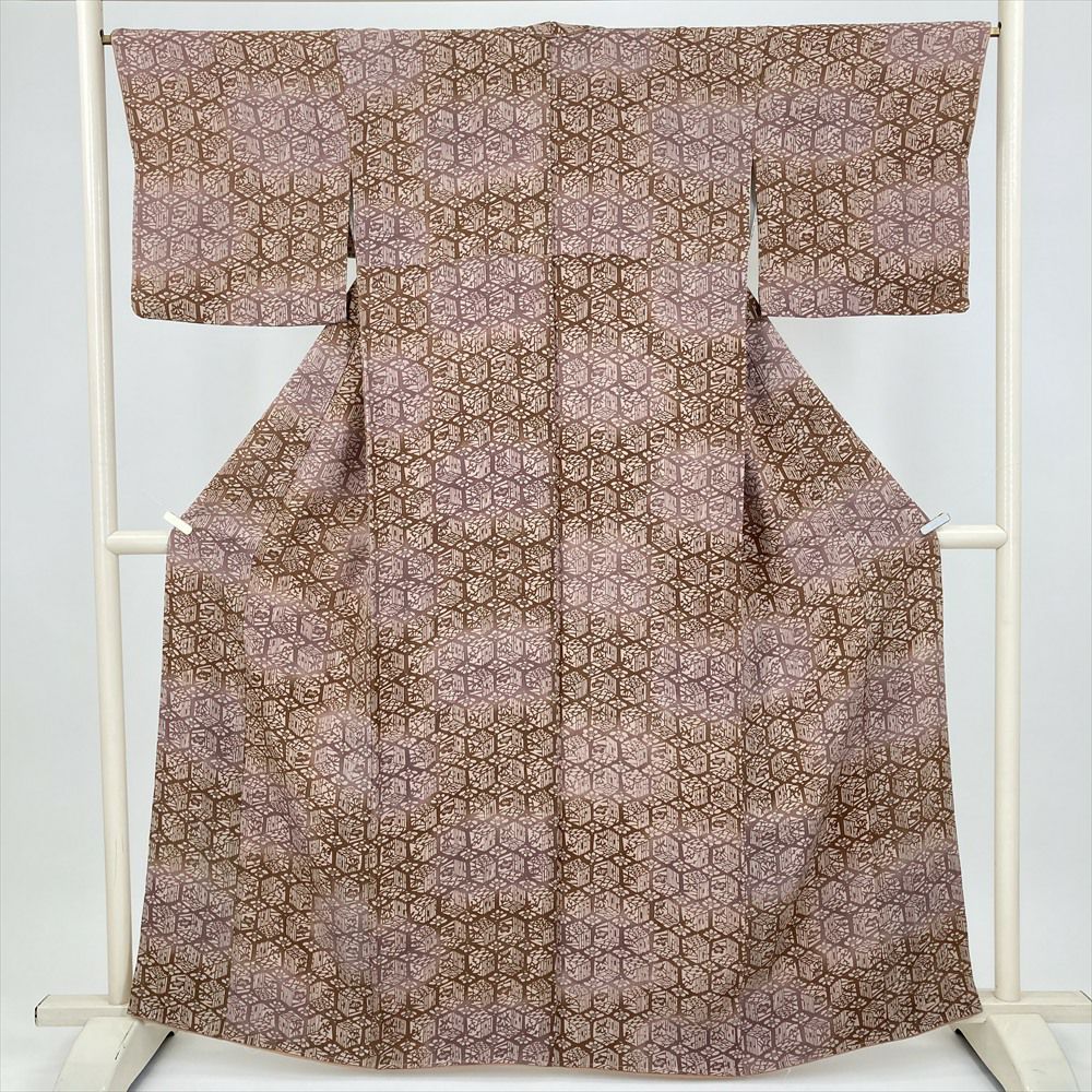 小紋 身丈155.5cm 裄丈62cm 化繊 秀品 【中古】 江戸小紋 身丈162cm 裄丈64cm M 袷 家内安全 黒 正絹 秀品 一つ紋
