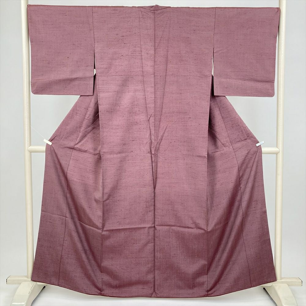 中古） 紬 薄小豆 くすみピンク カジュアル 無地感 袷 絹【身丈】157cm
