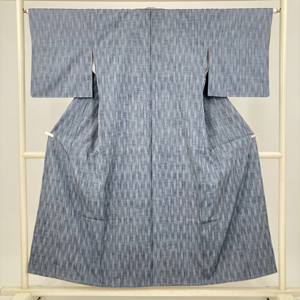 中古） 紬 グレー カジュアル 壺垂れ文 袷 絹【身丈】145.5cm【裄丈】63cm