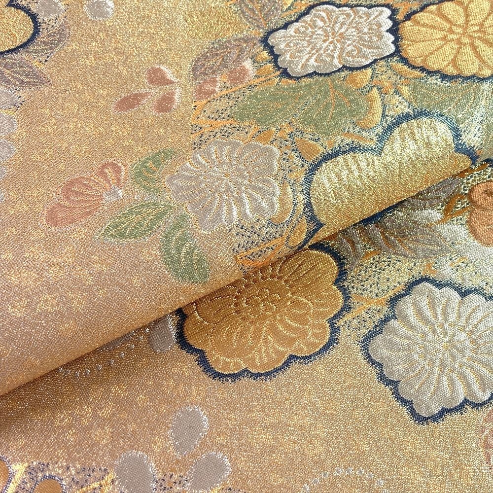 中古）袋帯 金 セミフォーマル フォーマル 六通 金糸 銀糸 辻が花 絹