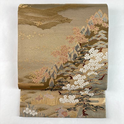 中古）藤林徳扇 袋帯 灰茶 金 藤林徳扇 苑寿 セミフォーマル 
