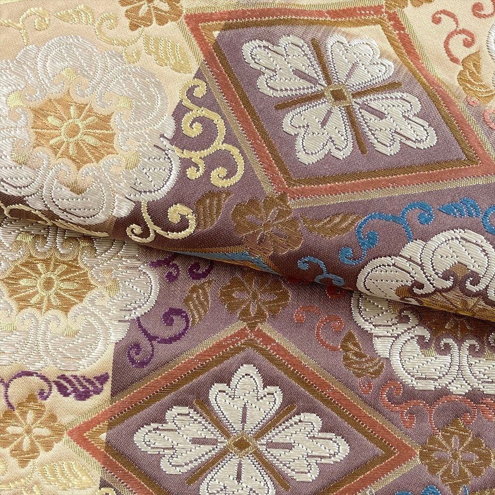 最終お値下げ！高級袋帯　正絹　六通　パステル刺繍と淡いゴールド30万 袋帯 正絹 六通柄 未使用 仕立て付き フォーマル 六通 西陣織 ゴールド