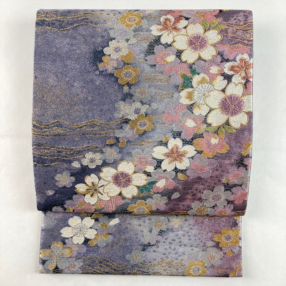 中古）訪問着 紫 ふくれ織り 絞り 染め分け 袷 L【身丈】165.5cm【裄丈
