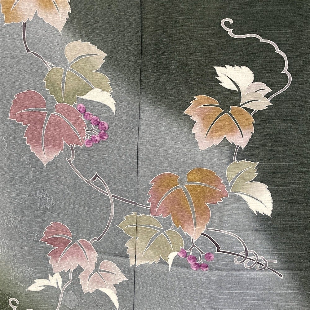 ［7486］訪問着 美品 蔦の葉模様 一つ紋 正絹 着物 袷 美品【本加賀友禅】新納友英 紬 訪問着 正絹 袷s665 | 着物 夢美月