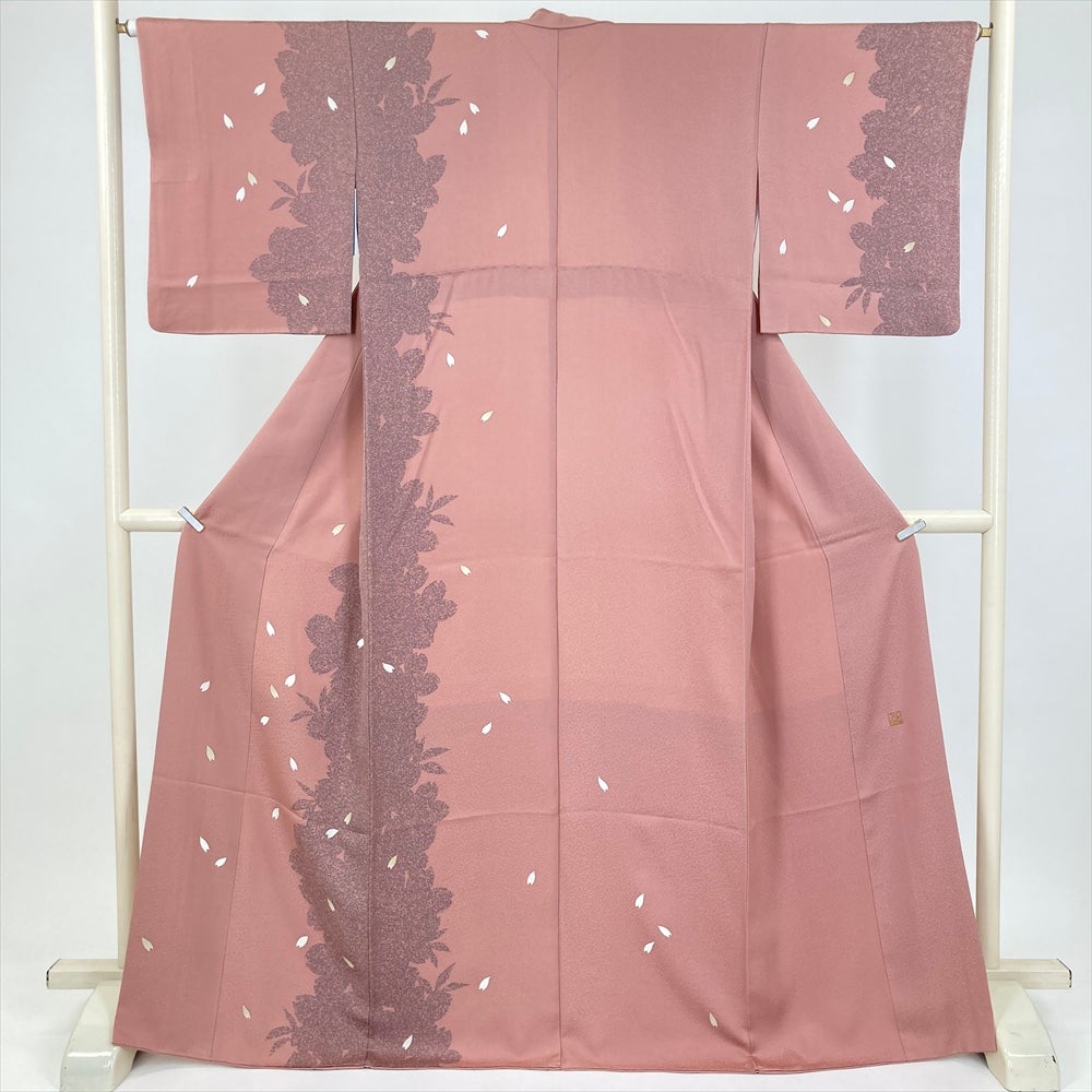 中古） 訪問着 ピンク カジュアル セミフォーマル 桜 シルエット