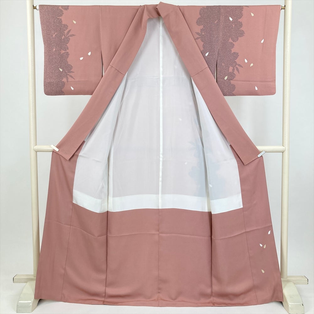 中古） 訪問着 ピンク カジュアル セミフォーマル 桜 シルエット