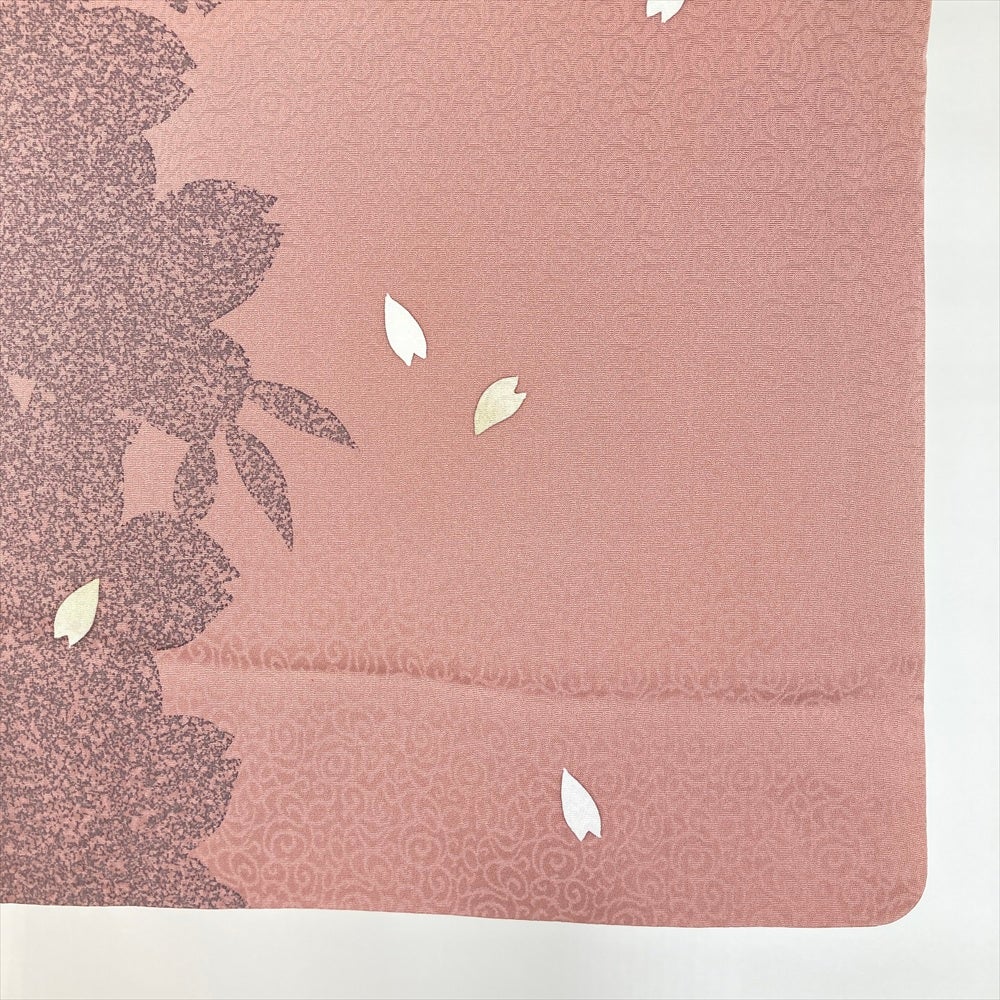小紋 着物 地紋 桜 ピンク セミフォーマル 裄67 Ｍ 新古品 sn1512 中古） 訪問着 ピンク カジュアル セミフォーマル 桜 シルエット