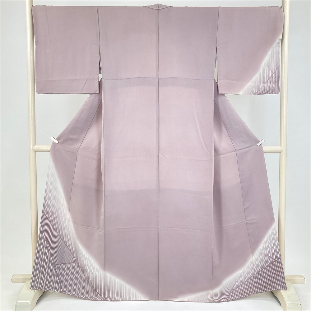 中古）訪問着 紫 ふくれ織り 絞り 染め分け 袷 L【身丈】165.5cm【裄丈