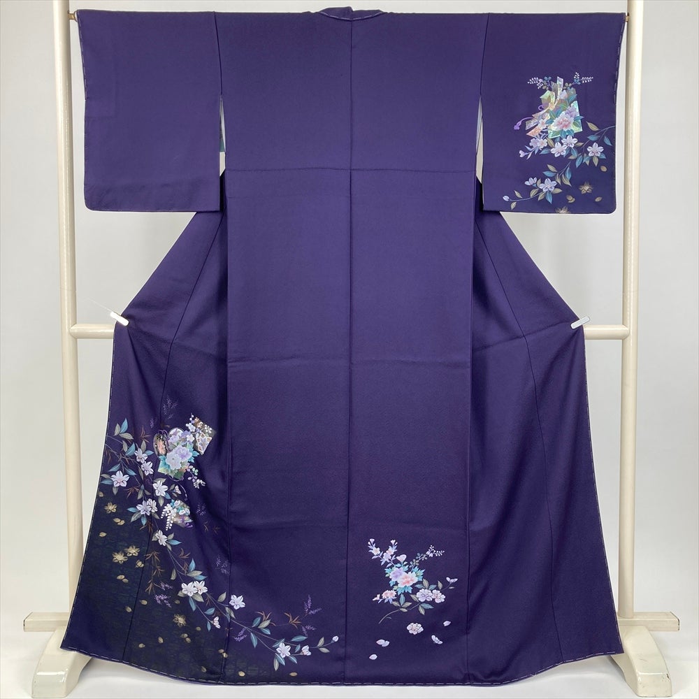 袋帯 鹿の子に花鳥丸文 紫色 金糸 正絹 礼装 フォーマル 着物帯 長さ436cm 袋帯 鹿の子に花鳥丸文 紫色 金糸 正絹 礼装 フォーマル 着物帯 長さ