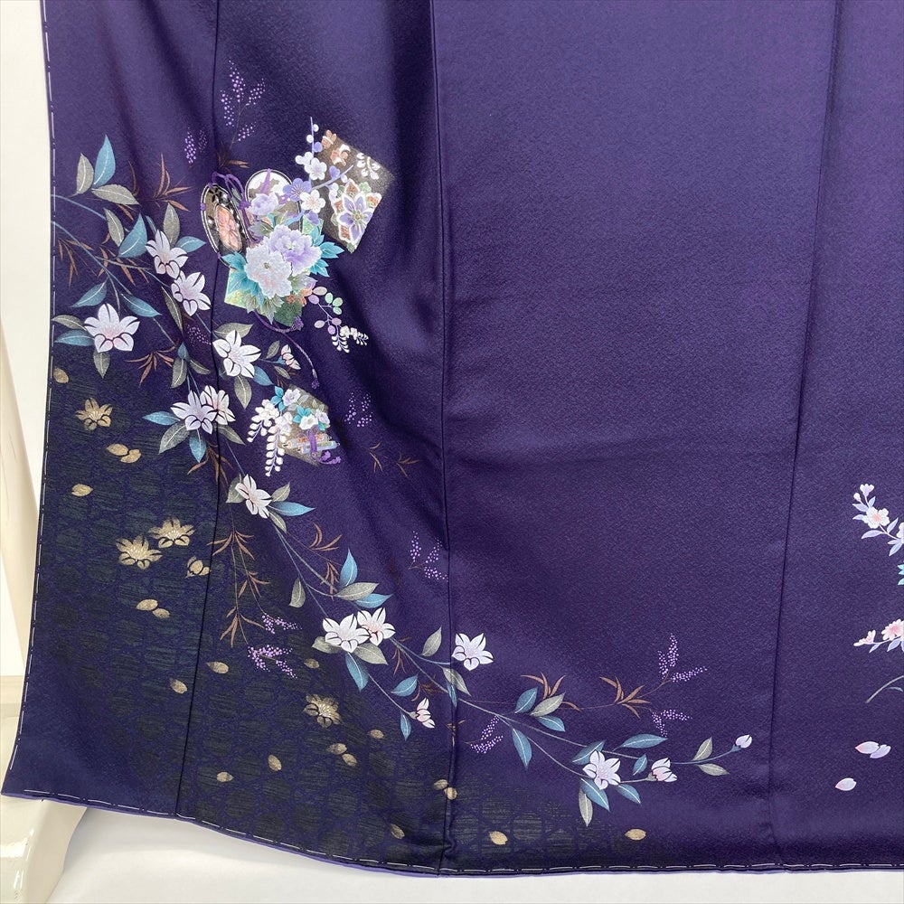 美品　袷訪問着　金駒刺繍　那須紺色 訪問着 【No.B-279】水色地・金駒刺繍 | 東京・銀座で着物レンタル