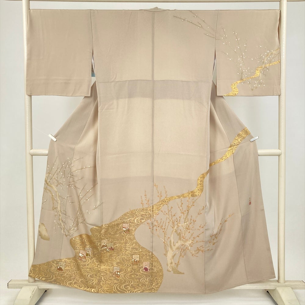 中古） 訪問着 黒 フォーマル 美人画 舞妓 袷 絹【身丈】161cm【裄丈