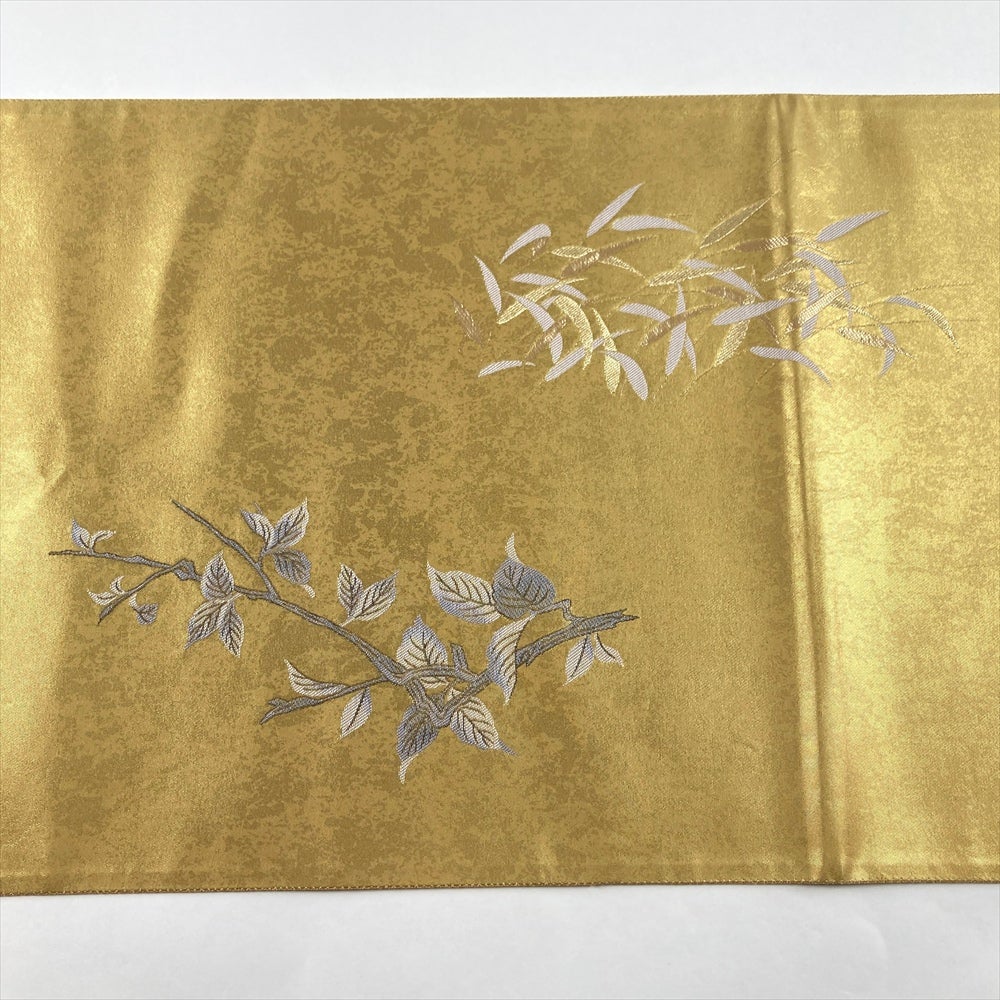中古）袋帯 金 セミフォーマル フォーマル 六通 織り 引き箔 鶴 絹