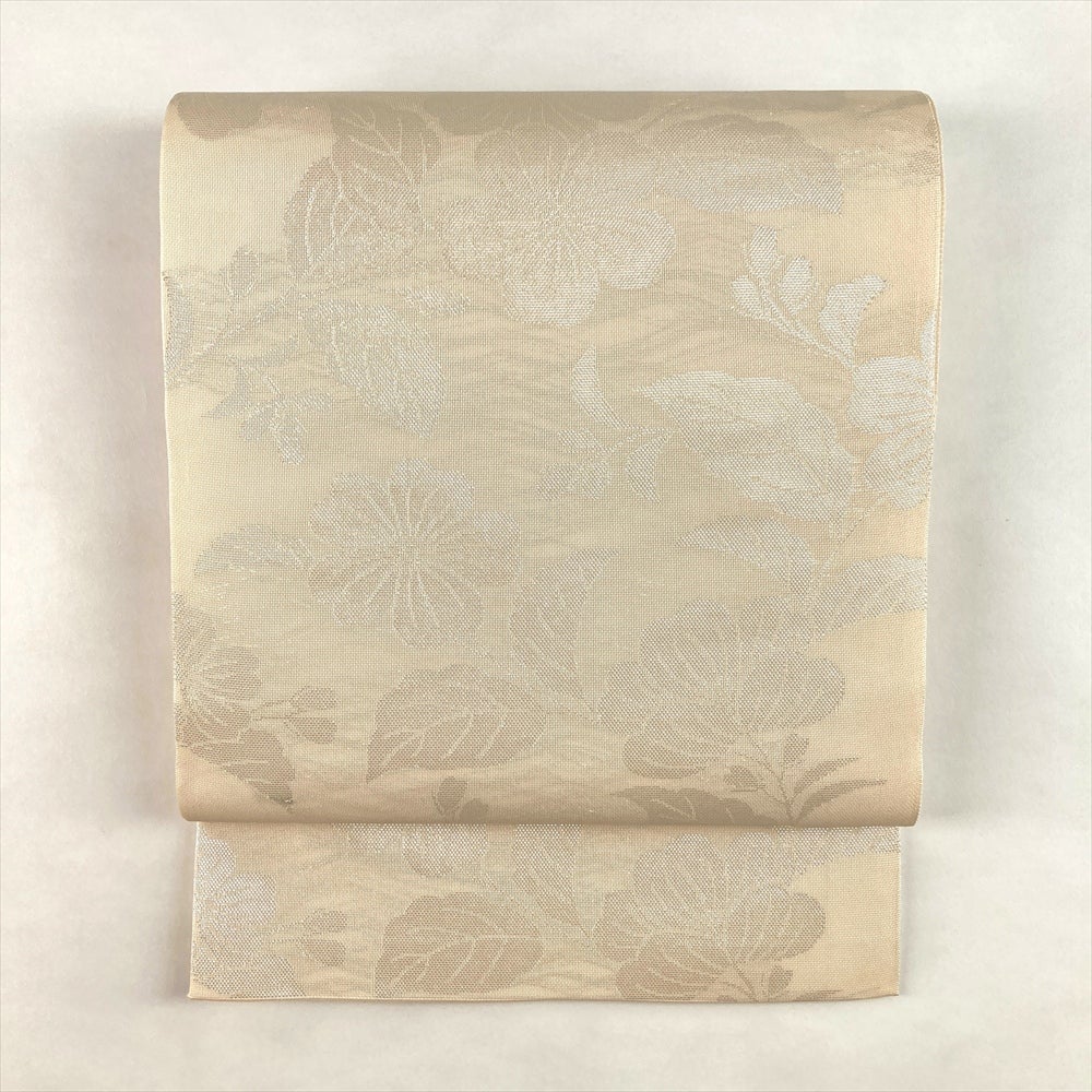 特選 夏物 夏帯 名古屋帯 なごや帯 中古 リサイクル 麻 カジュアル マルファクトリー 丸山正 薄茶色 黒緑色 多色 きもの北條 A1259-14 中古）夏名古屋帯 白茶 カジュアル 名古屋仕立て 染め 抽象柄 絹 麻