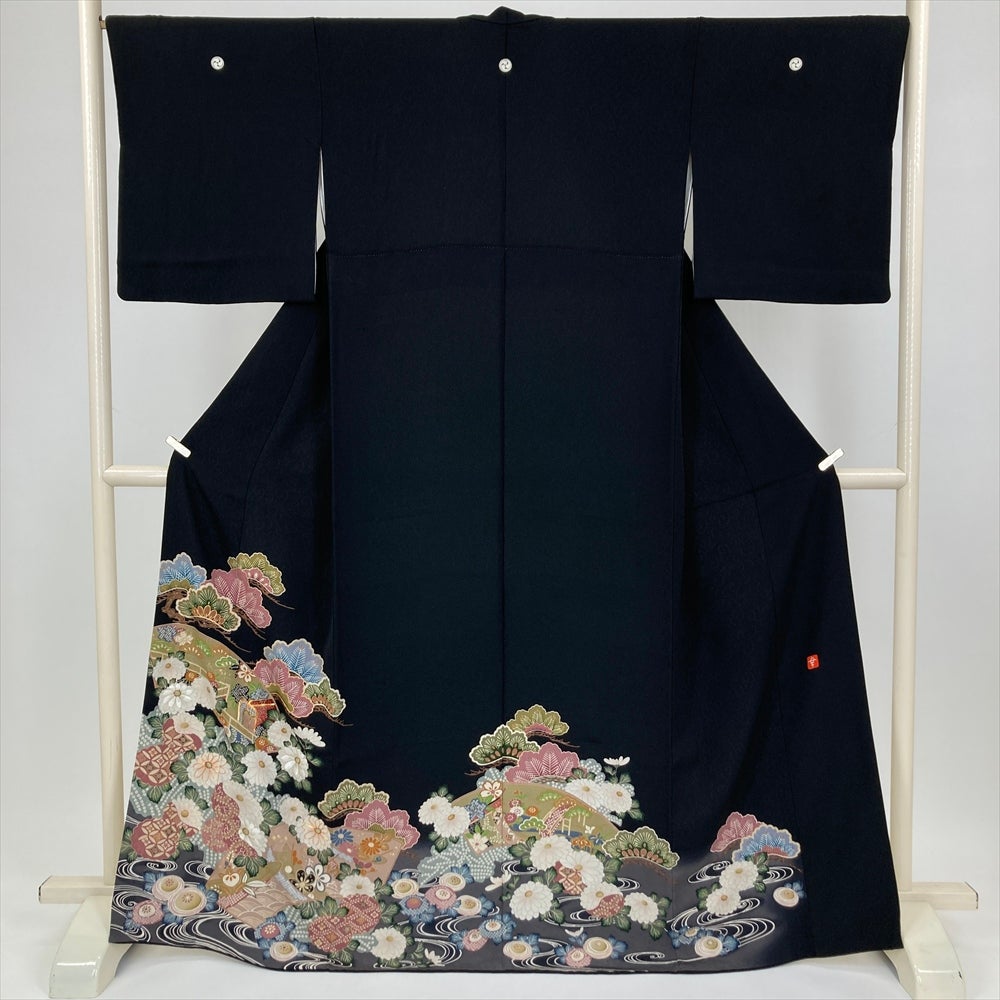 豪華♡金彩駒刺繍 正絹 黒留袖 五つ紋付 比翼仕立て 豪華♡金銀箔 工芸